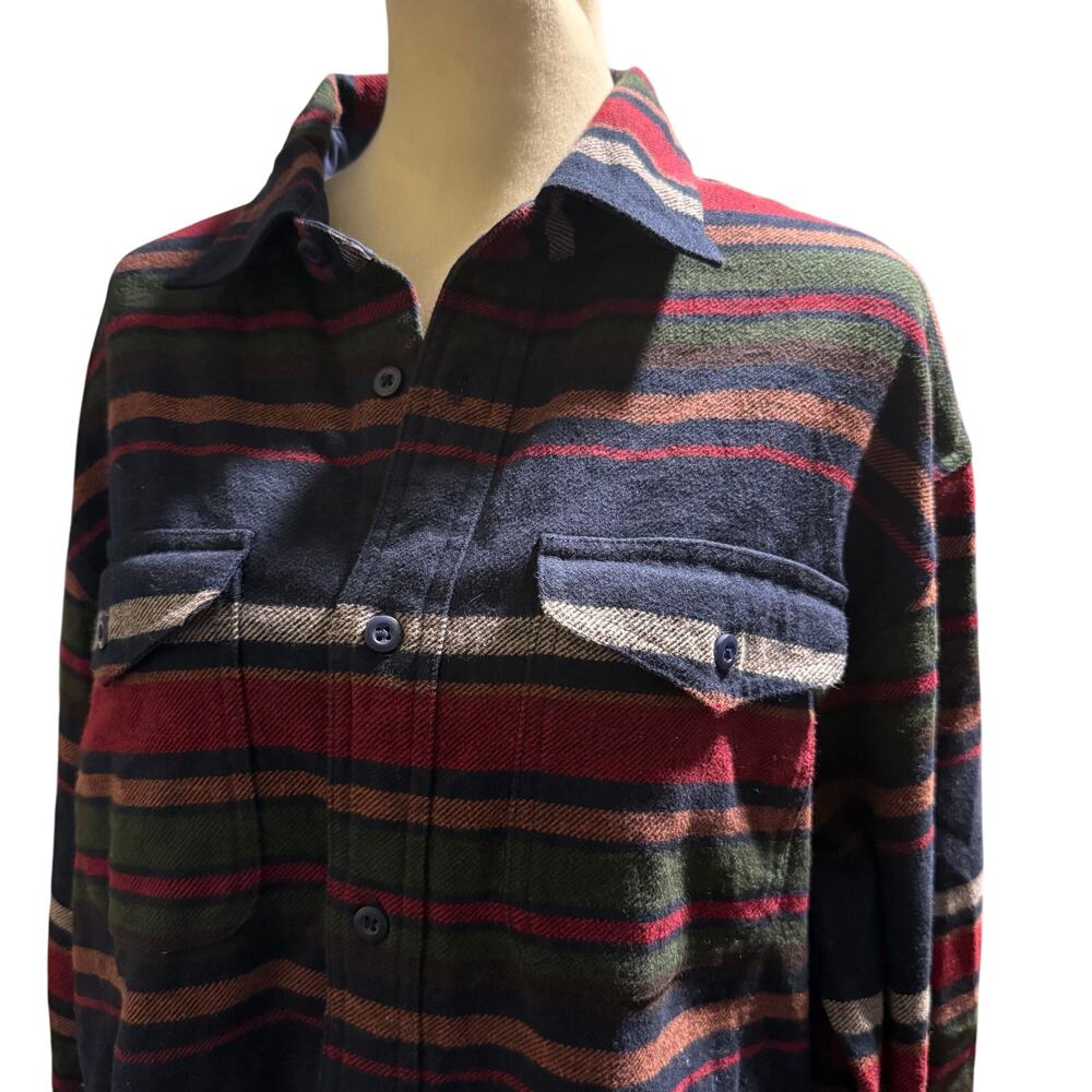 American Eagle Oversized Striped Flannel Shacket, 90s Grunge, Men's Medium